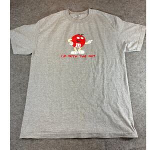 VINTAGE M&M Im With The Nut Shirt Mens Large Gray Graphic Candy Promo Tee Y2K